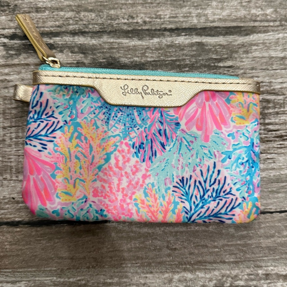 Lilly Pulitzer Pink and Blue Floral Pouch